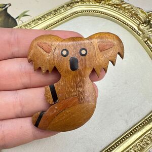 Vintage Wooden Koala Brooch Pin